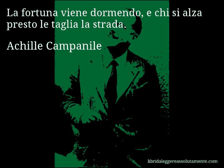 Aforisma di Achille Campanile : La fortuna viene dormendo, e chi si alza presto le taglia la strada.