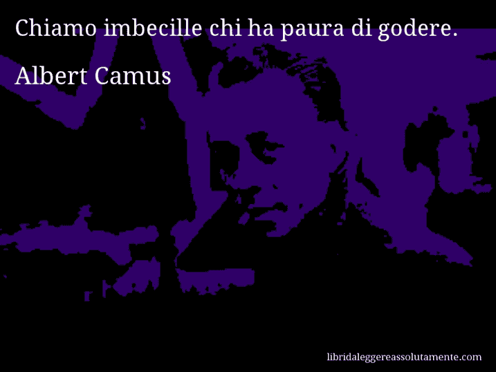 Aforisma di Albert Camus : Chiamo imbecille chi ha paura di godere.