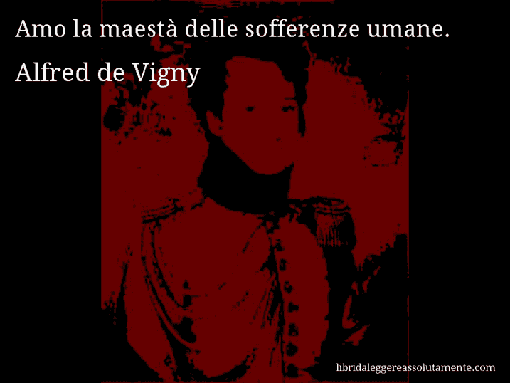 Aforisma di Alfred de Vigny : Amo la maestà delle sofferenze umane.