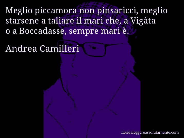 Aforisma di Andrea Camilleri : Meglio piccamora non pinsaricci, meglio starsene a taliare il mari che, a Vigàta o a Boccadasse, sempre mari è.