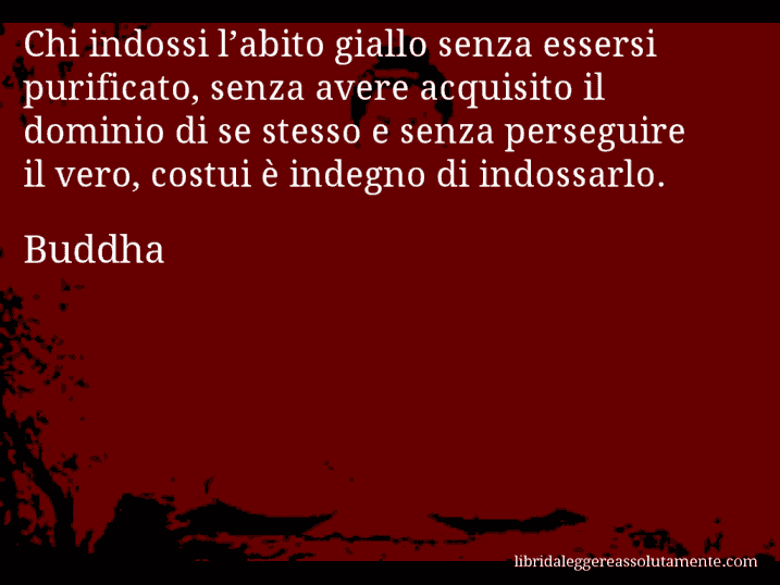 Aforisma di Buddha : Chi indossi l’abito giallo senza essersi purificato, senza avere acquisito il dominio di se stesso e senza perseguire il vero, costui è indegno di indossarlo.