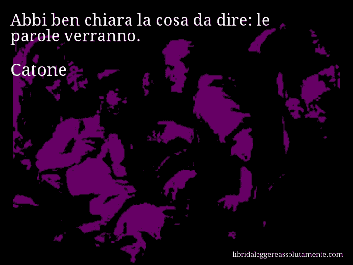 Aforisma di Catone : Abbi ben chiara la cosa da dire: le parole verranno.