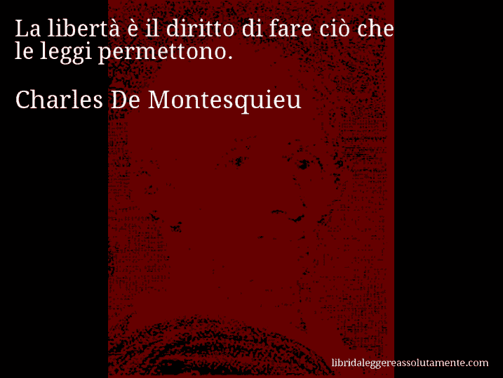Aforisma di Charles De Montesquieu : La libertà è il diritto di fare ciò che le leggi permettono.