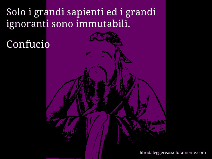 Aforisma di Confucio : Solo i grandi sapienti ed i grandi ignoranti sono immutabili.