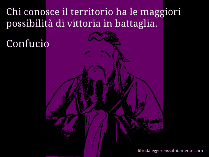 Aforisma di Confucio : Chi conosce il territorio ha le maggiori possibilità di vittoria in battaglia.