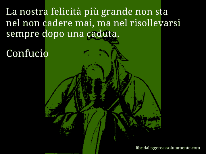 Aforisma di Confucio : La nostra felicità più grande non sta nel non cadere mai, ma nel risollevarsi sempre dopo una caduta.