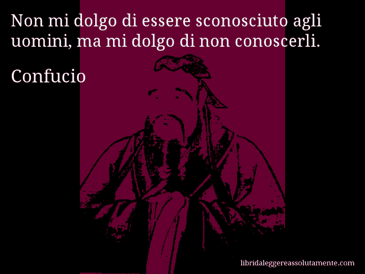 Aforisma di Confucio : Non mi dolgo di essere sconosciuto agli uomini, ma mi dolgo di non conoscerli.