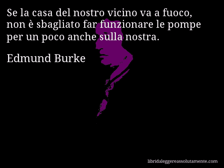 Aforisma di Edmund Burke : Se la casa del nostro vicino va a fuoco, non è sbagliato far funzionare le pompe per un poco anche sulla nostra.