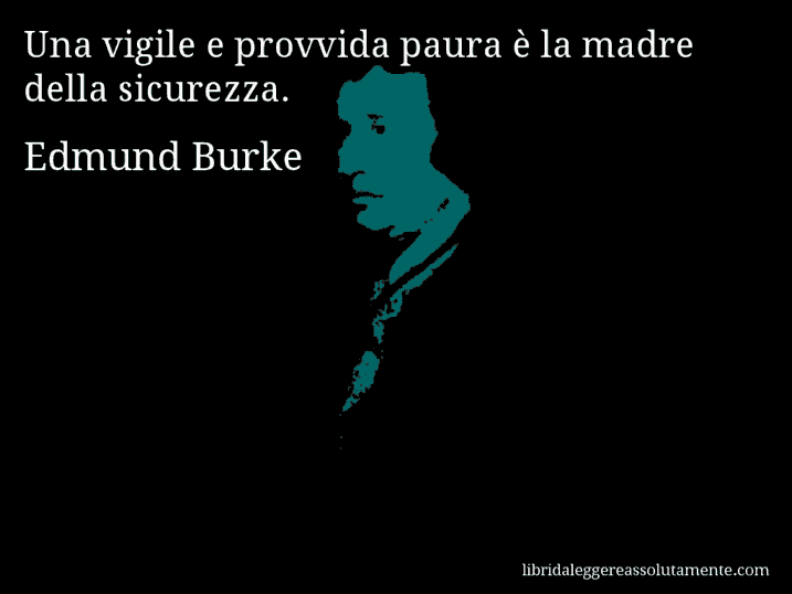 Aforisma di Edmund Burke : Una vigile e provvida paura è la madre della sicurezza.
