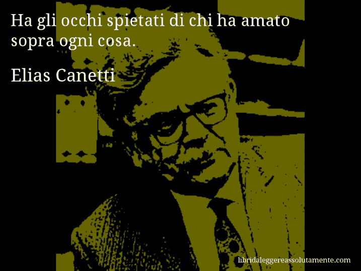 Aforisma di Elias Canetti : Ha gli occhi spietati di chi ha amato sopra ogni cosa.