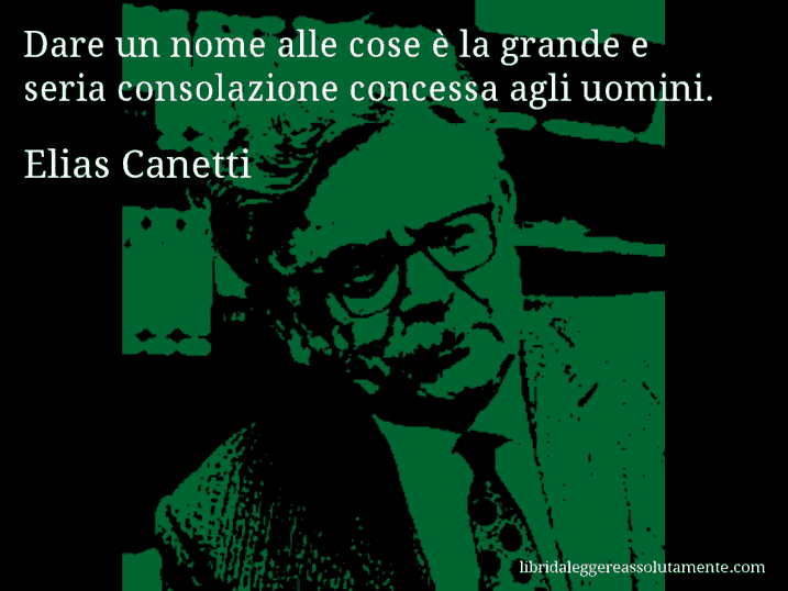 Aforisma di Elias Canetti : Dare un nome alle cose è la grande e seria consolazione concessa agli uomini.