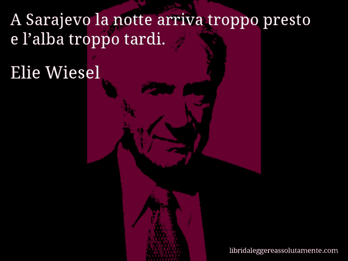 Aforisma di Elie Wiesel : A Sarajevo la notte arriva troppo presto e l’alba troppo tardi.