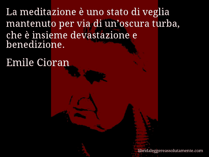 Aforisma di Emile Cioran : La meditazione è uno stato di veglia mantenuto per via di un’oscura turba, che è insieme devastazione e benedizione.