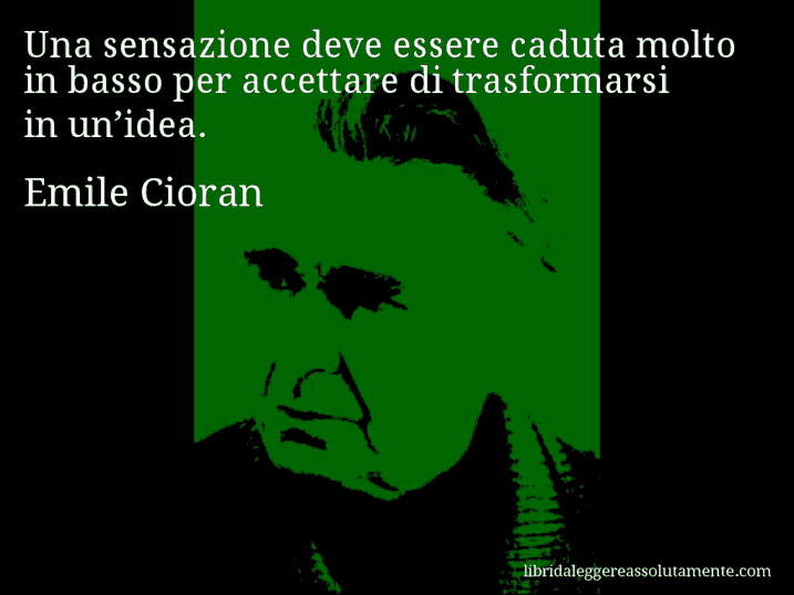 Aforisma di Emile Cioran : Una sensazione deve essere caduta molto in basso per accettare di trasformarsi in un’idea.