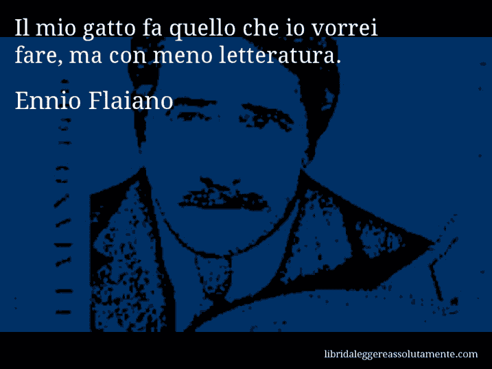 Aforisma di Ennio Flaiano : Il mio gatto fa quello che io vorrei fare, ma con meno letteratura.