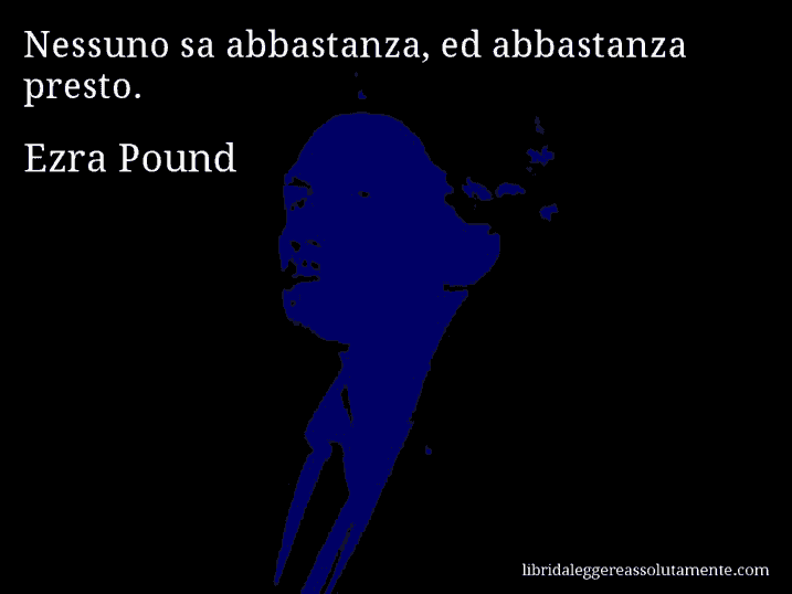 Aforisma di Ezra Pound : Nessuno sa abbastanza, ed abbastanza presto.