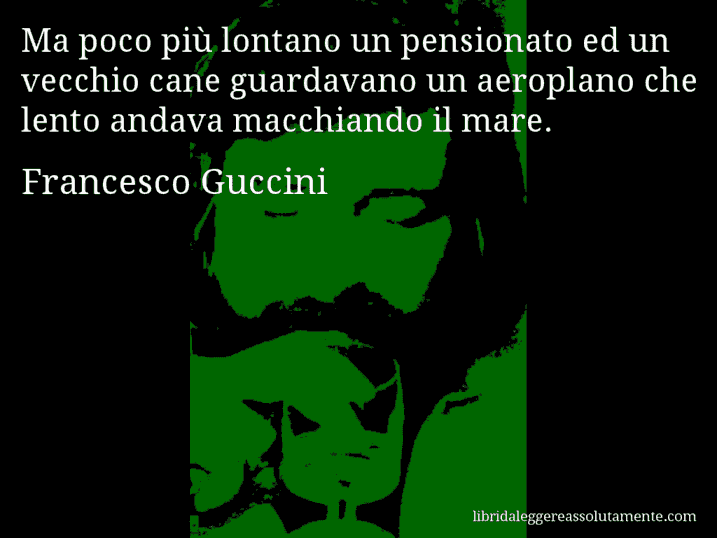 Aforisma di Francesco Guccini : Ma poco più lontano un pensionato ed un vecchio cane guardavano un aeroplano che lento andava macchiando il mare.