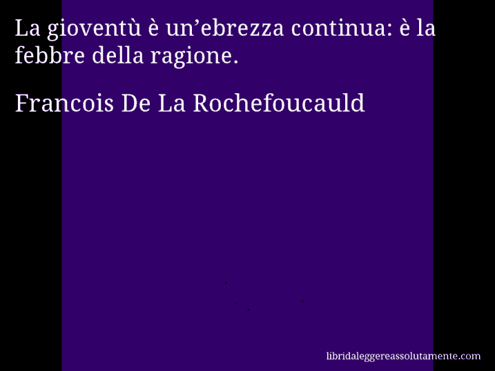 Aforisma di Francois De La Rochefoucauld : La gioventù è un’ebrezza continua: è la febbre della ragione.