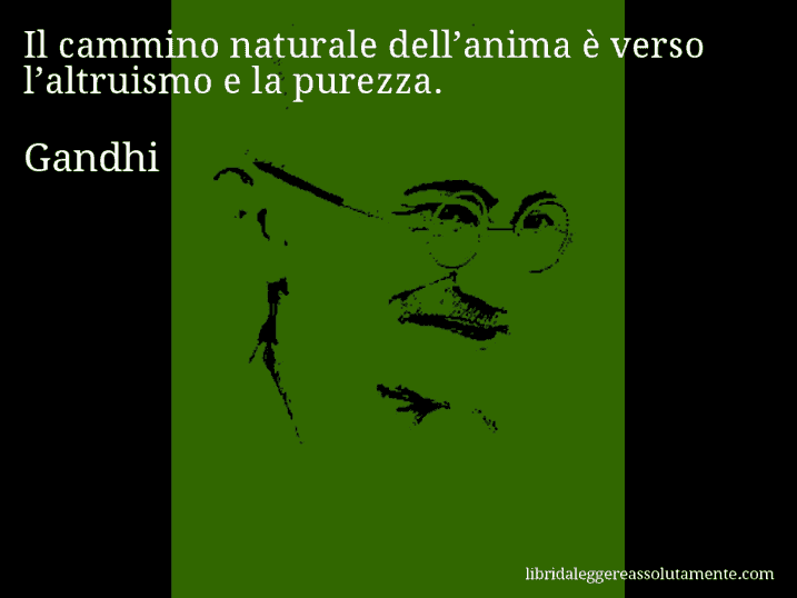 Aforisma di Gandhi : Il cammino naturale dell’anima è verso l’altruismo e la purezza.