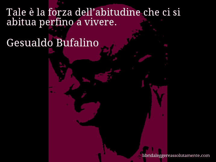 Aforisma di Gesualdo Bufalino : Tale è la forza dell’abitudine che ci si abitua perfino a vivere.