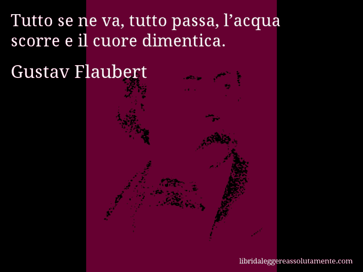 Aforisma di Gustav Flaubert : Tutto se ne va, tutto passa, l’acqua scorre e il cuore dimentica.