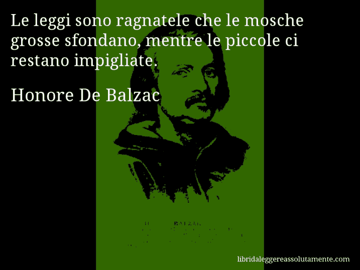 Aforisma di Honore De Balzac : Le leggi sono ragnatele che le mosche grosse sfondano, mentre le piccole ci restano impigliate.
