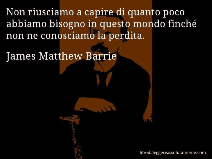 Aforisma di James Matthew Barrie : Non riusciamo a capire di quanto poco abbiamo bisogno in questo mondo finché non ne conosciamo la perdita.