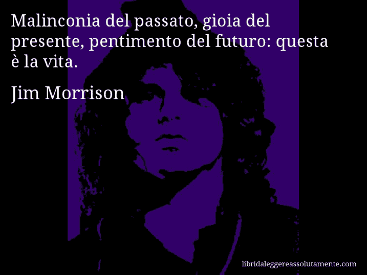 Aforisma di Jim Morrison : Malinconia del passato, gioia del presente, pentimento del futuro: questa è la vita.