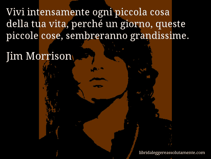 Aforisma di Jim Morrison : Vivi intensamente ogni piccola cosa della tua vita, perché un giorno, queste piccole cose, sembreranno grandissime.