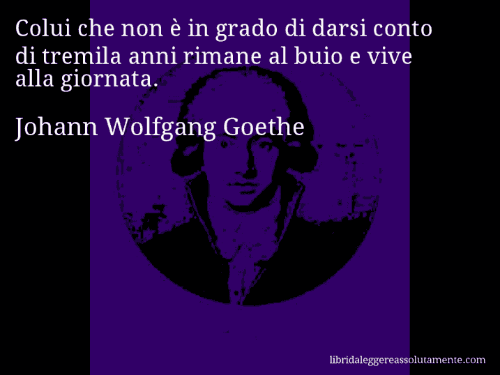 Aforisma di Johann Wolfgang Goethe : Colui che non è in grado di darsi conto di tremila anni rimane al buio e vive alla giornata.