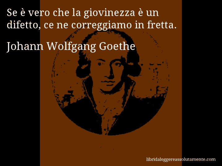 Aforisma di Johann Wolfgang Goethe : Se è vero che la giovinezza è un difetto, ce ne correggiamo in fretta.