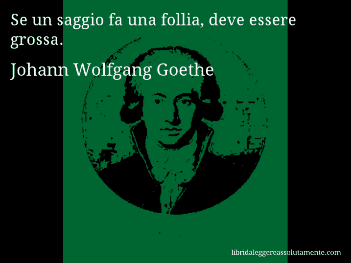 Aforisma di Johann Wolfgang Goethe : Se un saggio fa una follia, deve essere grossa.