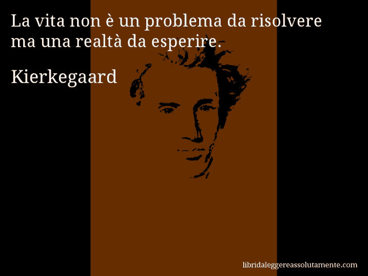 Aforisma di Kierkegaard : La vita non è un problema da risolvere ma una realtà da esperire.