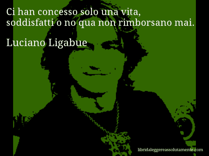 Aforisma di Luciano Ligabue : Ci han concesso solo una vita, soddisfatti o no qua non rimborsano mai.