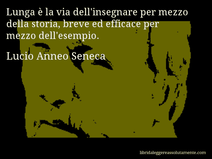 Aforisma di Lucio Anneo Seneca : Lunga è la via dell'insegnare per mezzo della storia, breve ed efficace per mezzo dell'esempio.