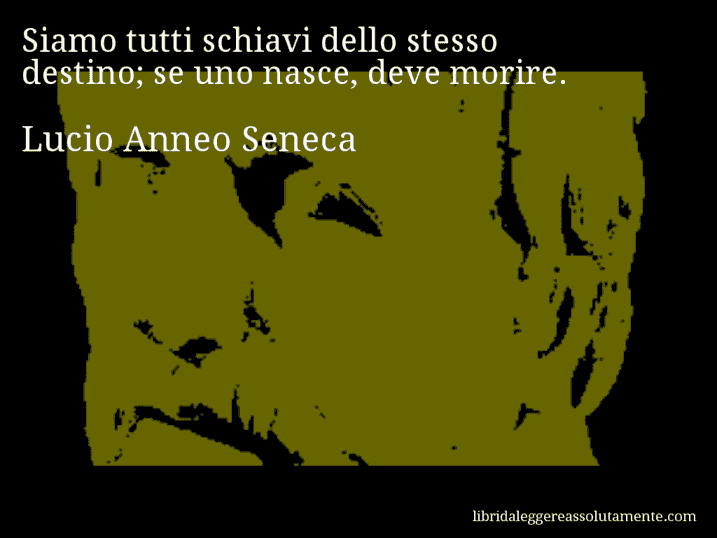 Aforisma di Lucio Anneo Seneca : Siamo tutti schiavi dello stesso destino; se uno nasce, deve morire.