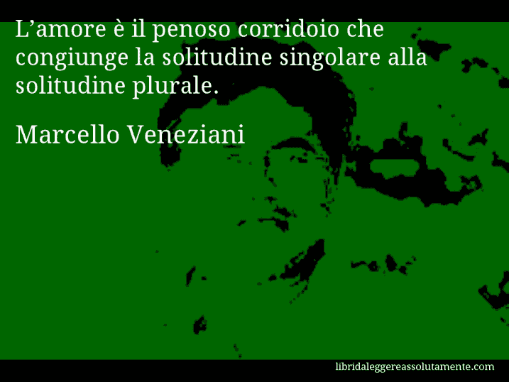 Aforisma di Marcello Veneziani : L’amore è il penoso corridoio che congiunge la solitudine singolare alla solitudine plurale.