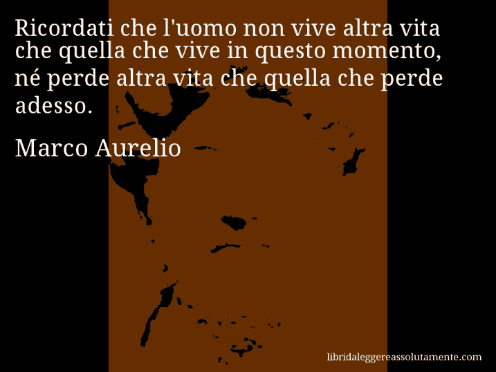 Aforisma di Marco Aurelio : Ricordati che l'uomo non vive altra vita che quella che vive in questo momento, né perde altra vita che quella che perde adesso.