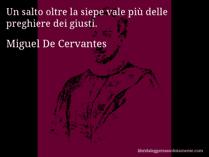 Aforisma di Miguel De Cervantes : Un salto oltre la siepe vale più delle preghiere dei giusti.