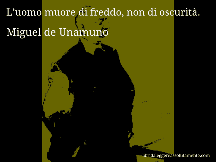 Aforisma di Miguel de Unamuno : L’uomo muore di freddo, non di oscurità.