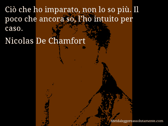 Aforisma di Nicolas De Chamfort : Ciò che ho imparato, non lo so più. Il poco che ancora so, l’ho intuito per caso.