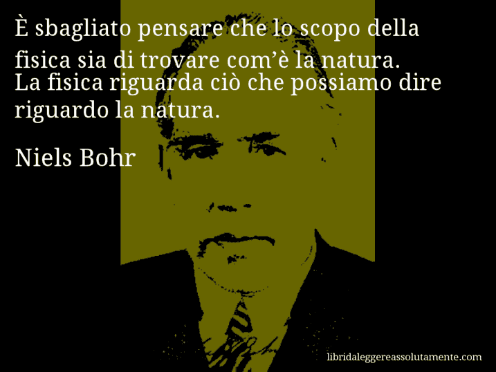 Aforisma di Niels Bohr : È sbagliato pensare che lo scopo della fisica sia di trovare com’è la natura. La fisica riguarda ciò che possiamo dire riguardo la natura.