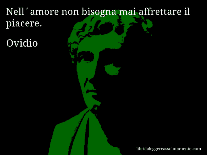 Aforisma di Ovidio : Nell´amore non bisogna mai affrettare il piacere.