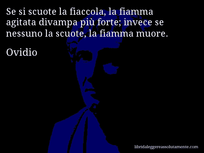 Aforisma di Ovidio : Se si scuote la fiaccola, la fiamma agitata divampa più forte; invece se nessuno la scuote, la fiamma muore.