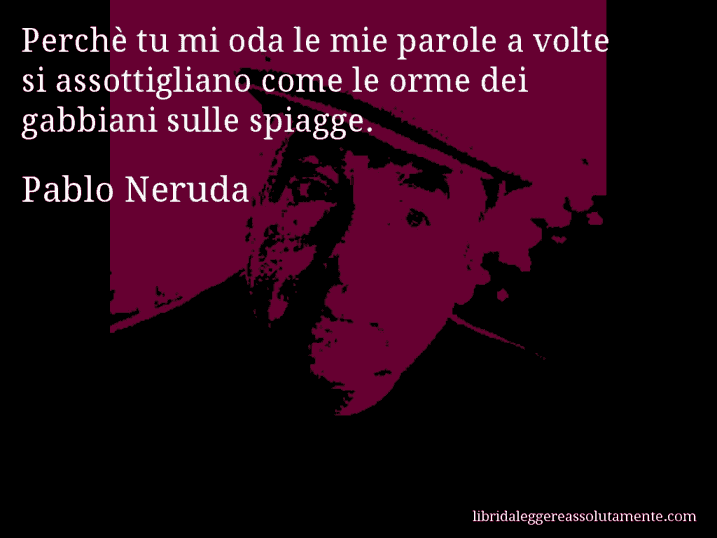 Aforisma di Pablo Neruda : Perchè tu mi oda le mie parole a volte si assottigliano come le orme dei gabbiani sulle spiagge.