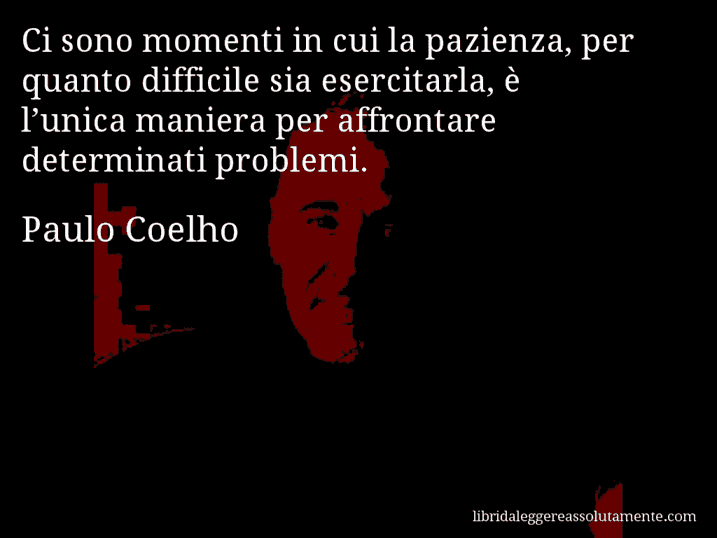 Aforisma di Paulo Coelho : Ci sono momenti in cui la pazienza, per quanto difficile sia esercitarla, è l’unica maniera per affrontare determinati problemi.