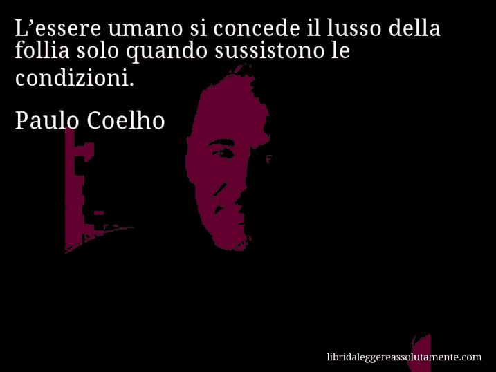 Aforisma di Paulo Coelho : L’essere umano si concede il lusso della follia solo quando sussistono le condizioni.