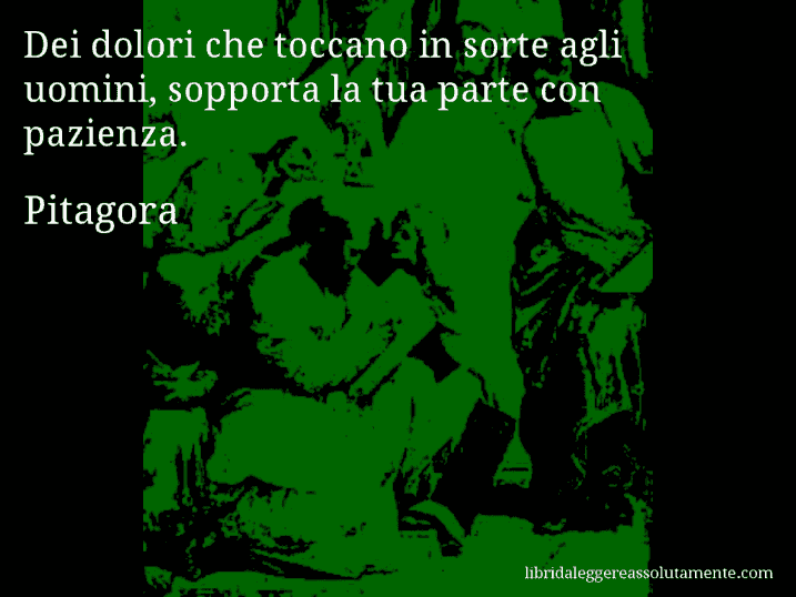 Aforisma di Pitagora : Dei dolori che toccano in sorte agli uomini, sopporta la tua parte con pazienza.