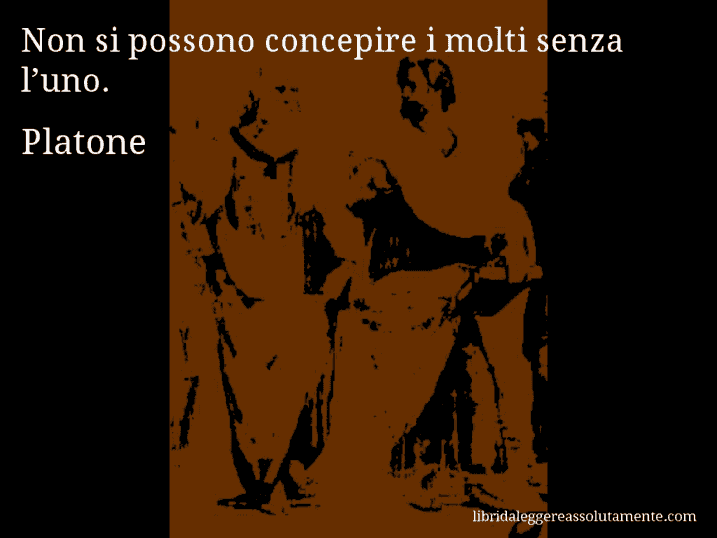 Aforisma di Platone : Non si possono concepire i molti senza l’uno.