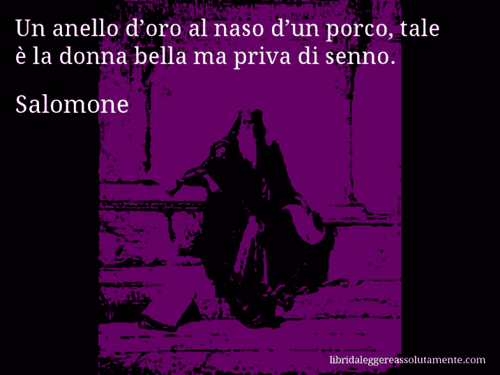 Aforisma di Salomone : Un anello d’oro al naso d’un porco, tale è la donna bella ma priva di senno.